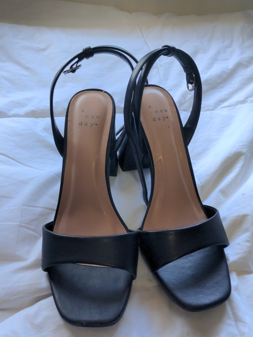 a new day Black Slingback Block Heel Sandals